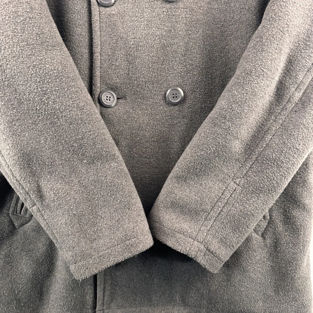Columbia Double Breasted Peacoat‎ Jacket Mens Medium L Gray Fleece Heavyweight